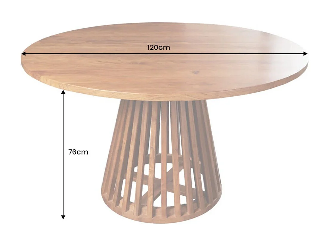 Table de salle à manger TALMA – Ronde diamètre 120 cm – Bois massif d'acacia verni – Style rustique