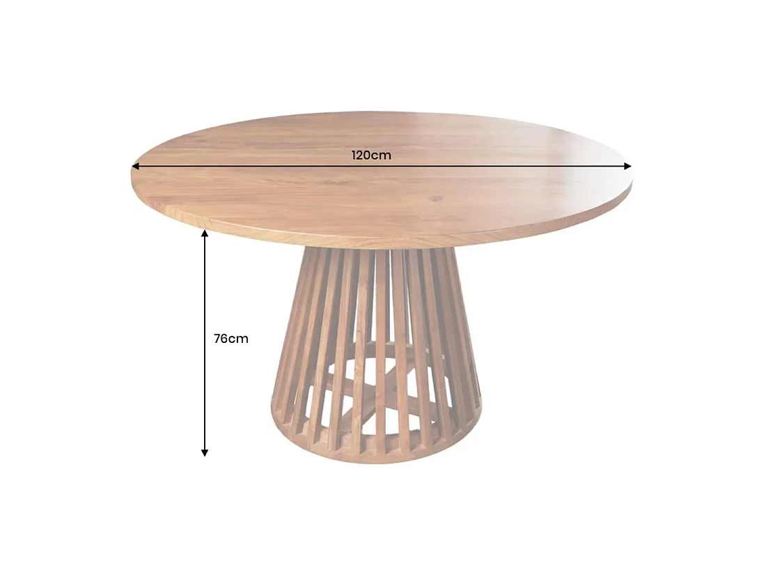 Esstisch TALMA – Rund Durchmesser 120 cm – Massives lackiertes Akazienholz – Rustikaler Stil