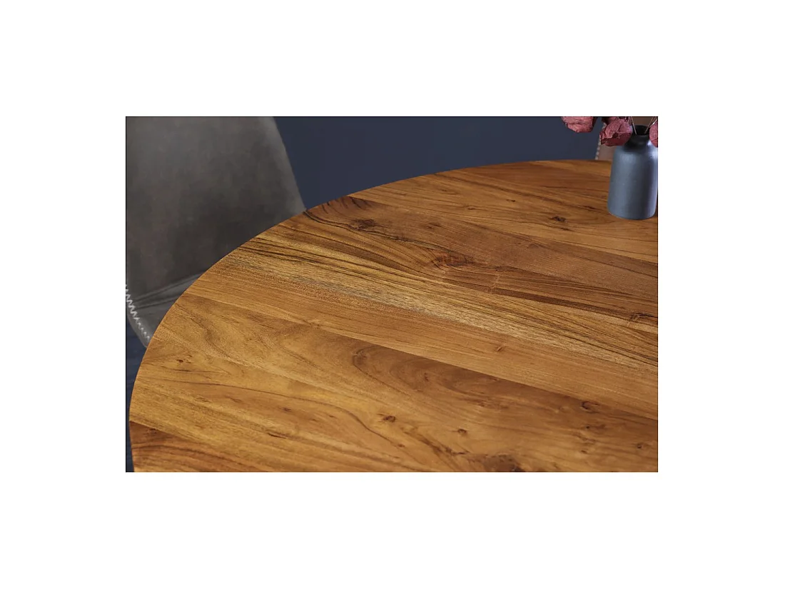 Esstisch TALMA – Rund Durchmesser 120 cm – Massives lackiertes Akazienholz – Rustikaler Stil