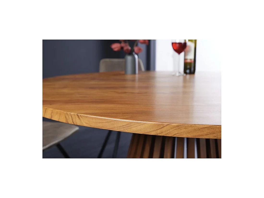 Esstisch TALMA – Rund Durchmesser 120 cm – Massives lackiertes Akazienholz – Rustikaler Stil