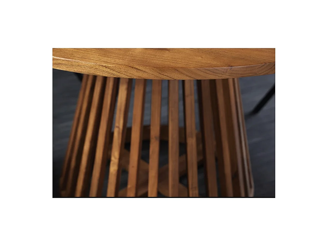 Esstisch TALMA – Rund Durchmesser 120 cm – Massives lackiertes Akazienholz – Rustikaler Stil