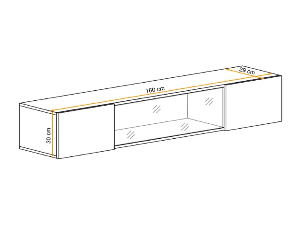Vitrine horizontale FLY – 1 porte partiellement vitrée avec LED – Chêne clair