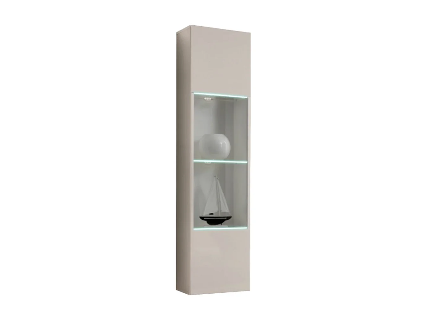 Vitrine FLY cachemire avec LED – 1 porte partiellement vitrée