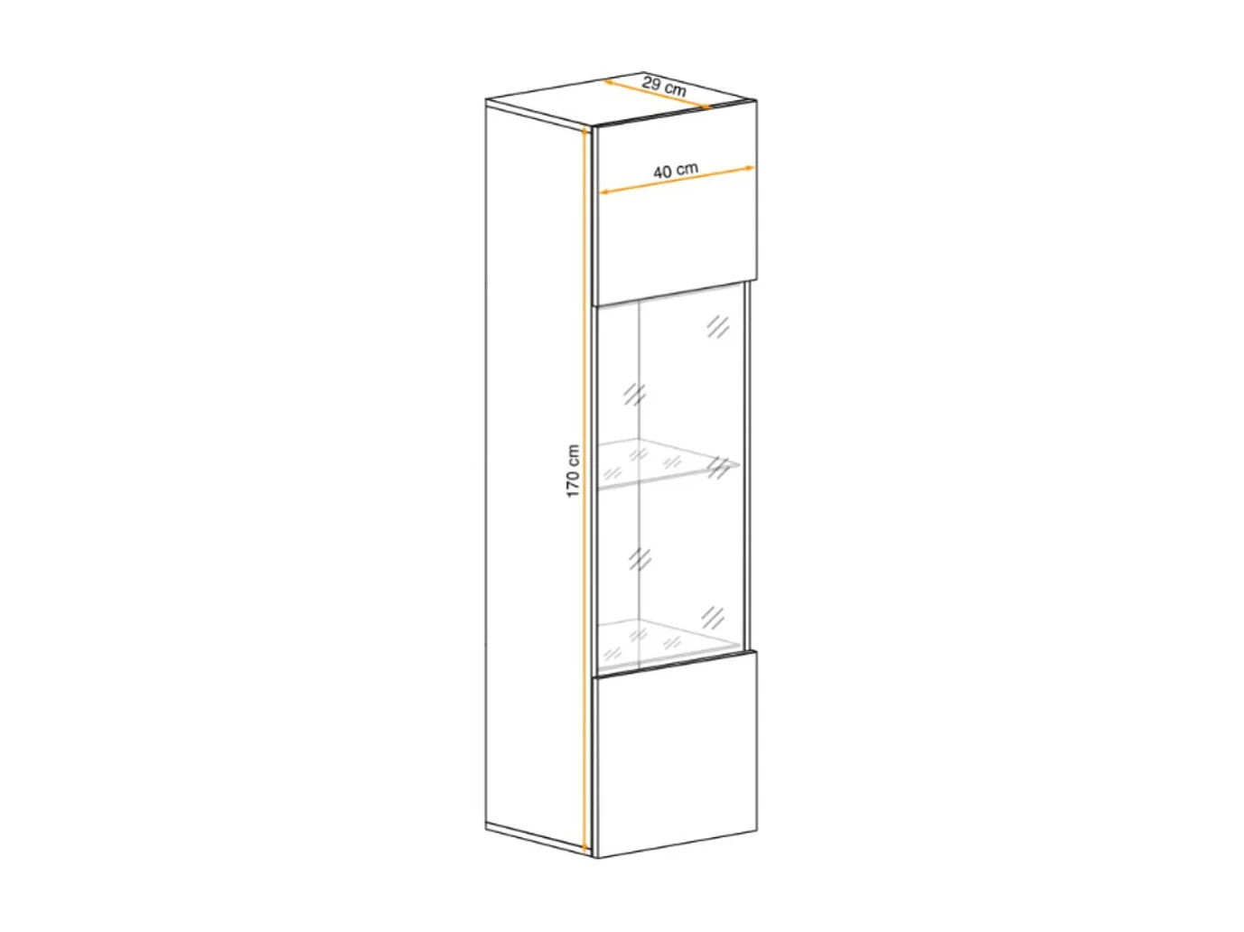 Vitrine FLY cachemire avec LED – 1 porte partiellement vitrée