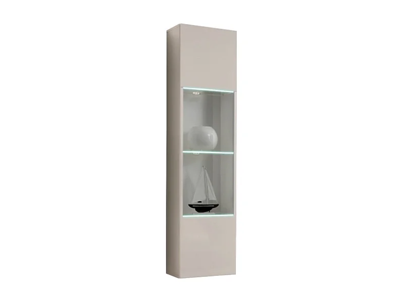 Vitrine FLY cachemire avec LED – 1 porte partiellement vitrée