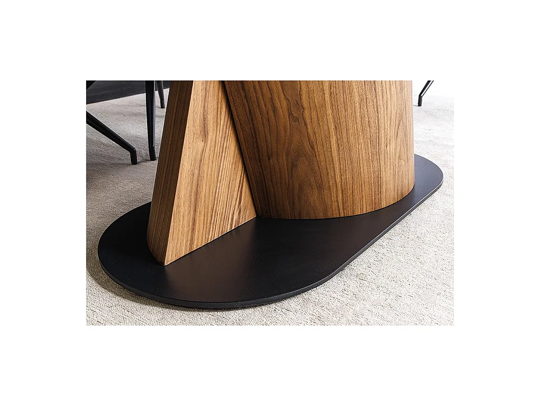 Table de salle à manger VORTEX – Extensible 180 à 260 cm – Plateau céramique aspect marbre gris – Pieds métal – Style moderne