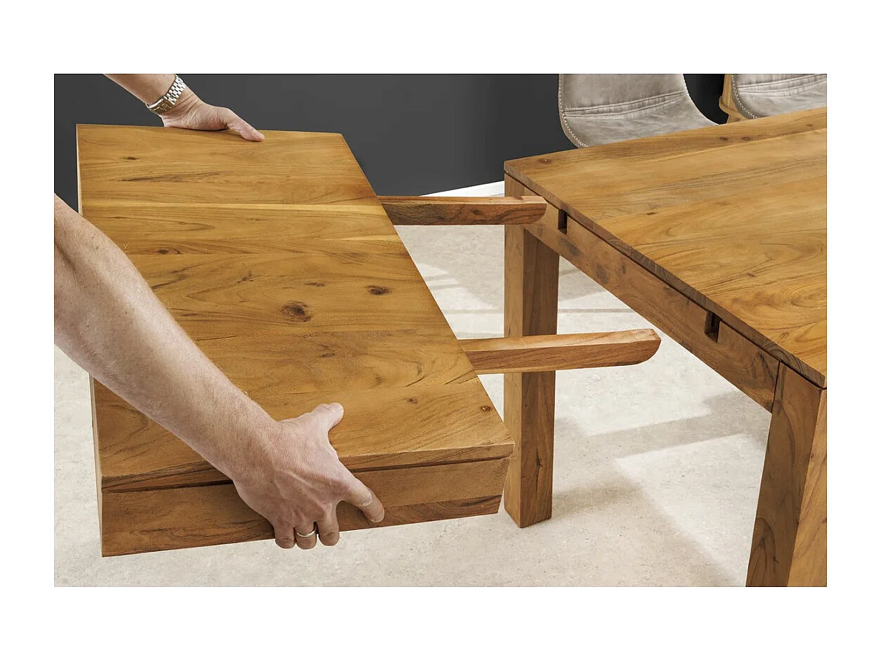 Table de salle à manger extensible MELBO bois naturel