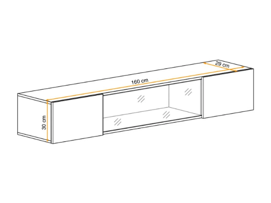 Vitrine horizontale FLY cachemire – 1 porte partiellement vitrée avec LED
