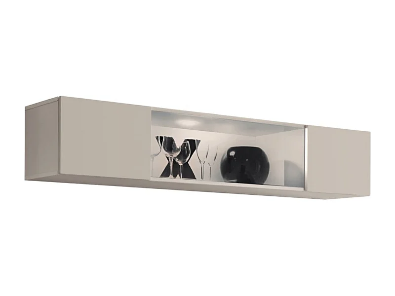 Vitrine horizontale FLY cachemire – 1 porte partiellement vitrée avec LED