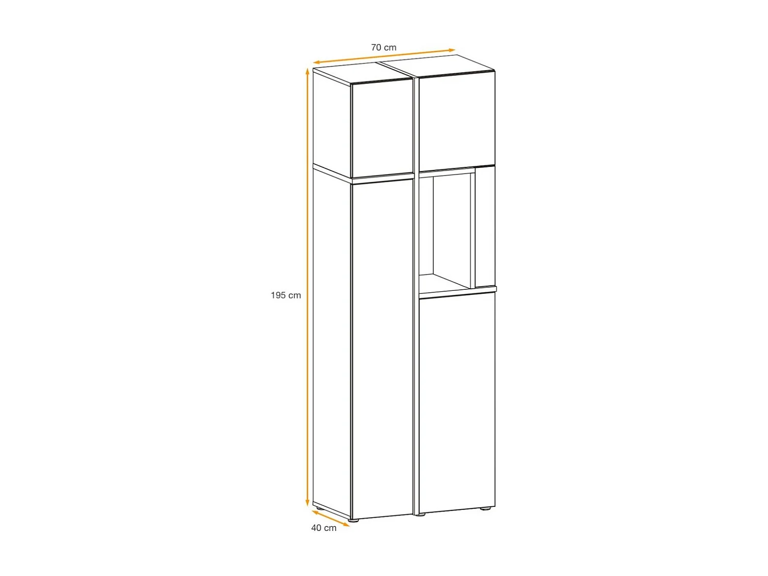 Vitrine CRISS – Bois et métal – Chêne clair et noir – Avec LED