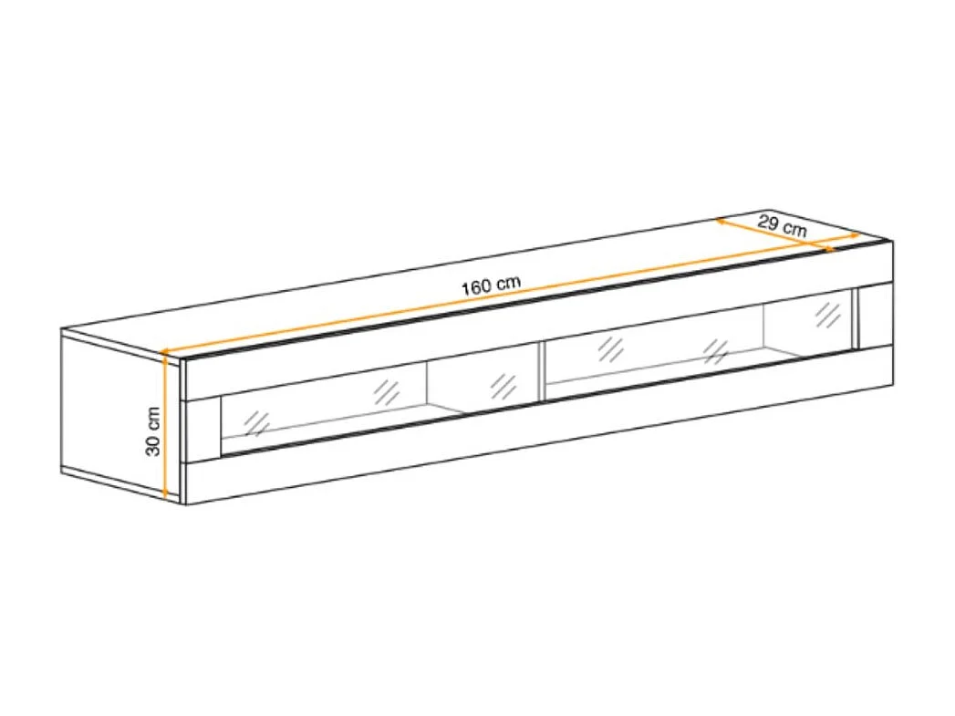 Vitrine horizontale FLY cachemire – 1 porte vitrée avec LED