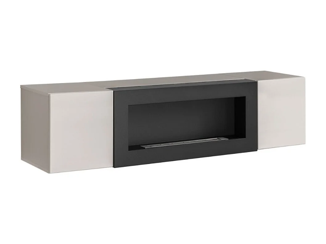 Meuble TV FLY cachemire – avec cheminée bio-éthanol intégrée