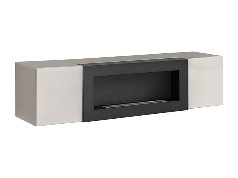 Meuble TV FLY cachemire – avec cheminée bio-éthanol intégrée