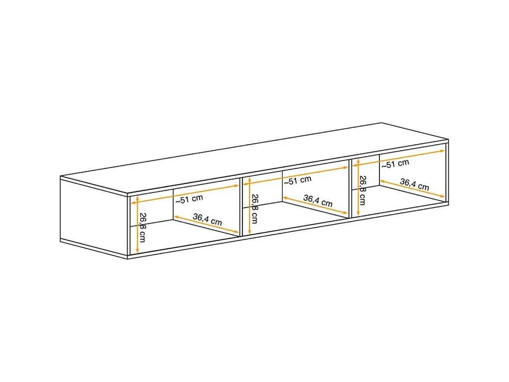 Meuble TV FLY – Cachemire mat – 3 niches fermées avec abattant