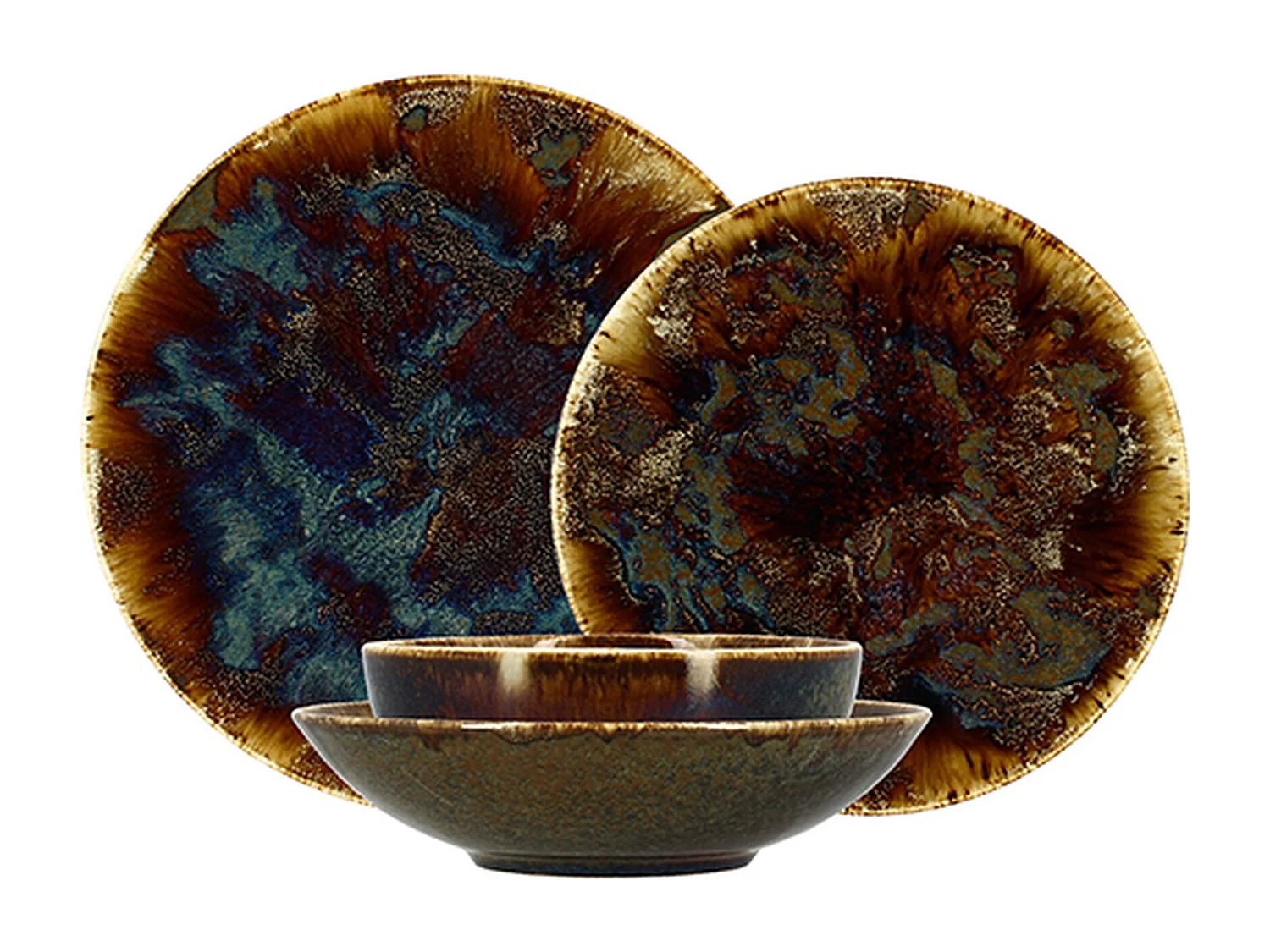 Novastyl - Lot 48 Assiettes Volcano En Porcelaine Marron