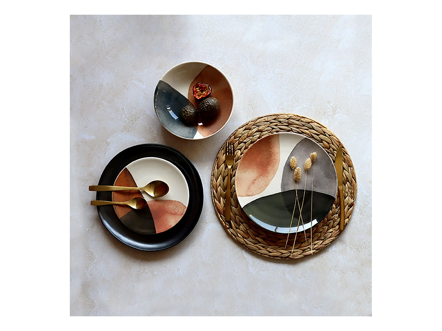 Novastyl - Lot 36 Assiettes Gaia En Gres