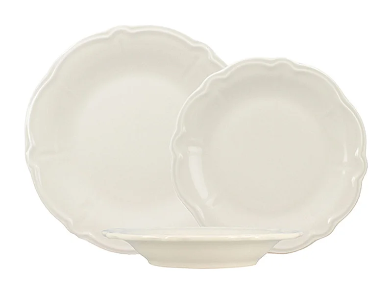 Novastyl - Lot 36 Assiettes Charlotte En Gres Blanc