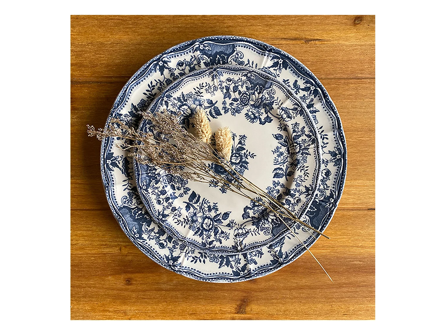 Novastyl - Lot 36 Assiettes Faustine En Porcelaine Blanche Et Bleue