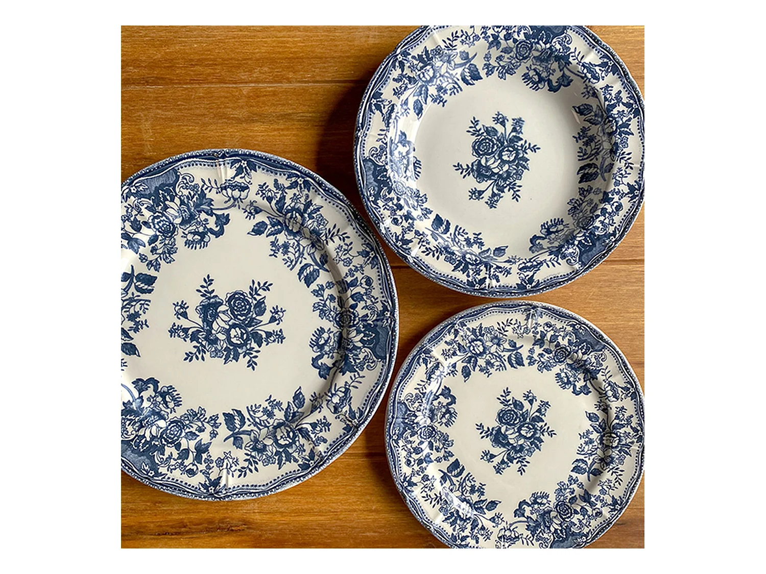 Novastyl - Lot 36 Assiettes Faustine En Porcelaine Blanche Et Bleue