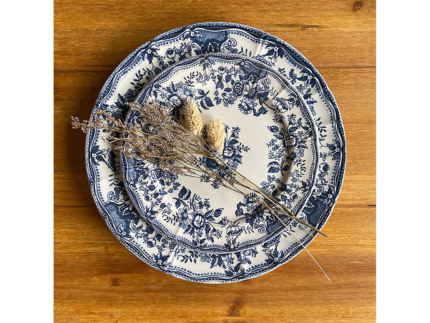 Novastyl - Lot 36 Assiettes Faustine En Porcelaine Blanche Et Bleue