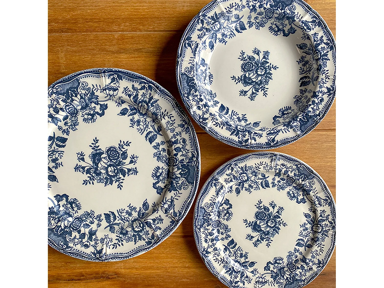 Novastyl - Lot 36 Assiettes Faustine En Porcelaine Blanche Et Bleue