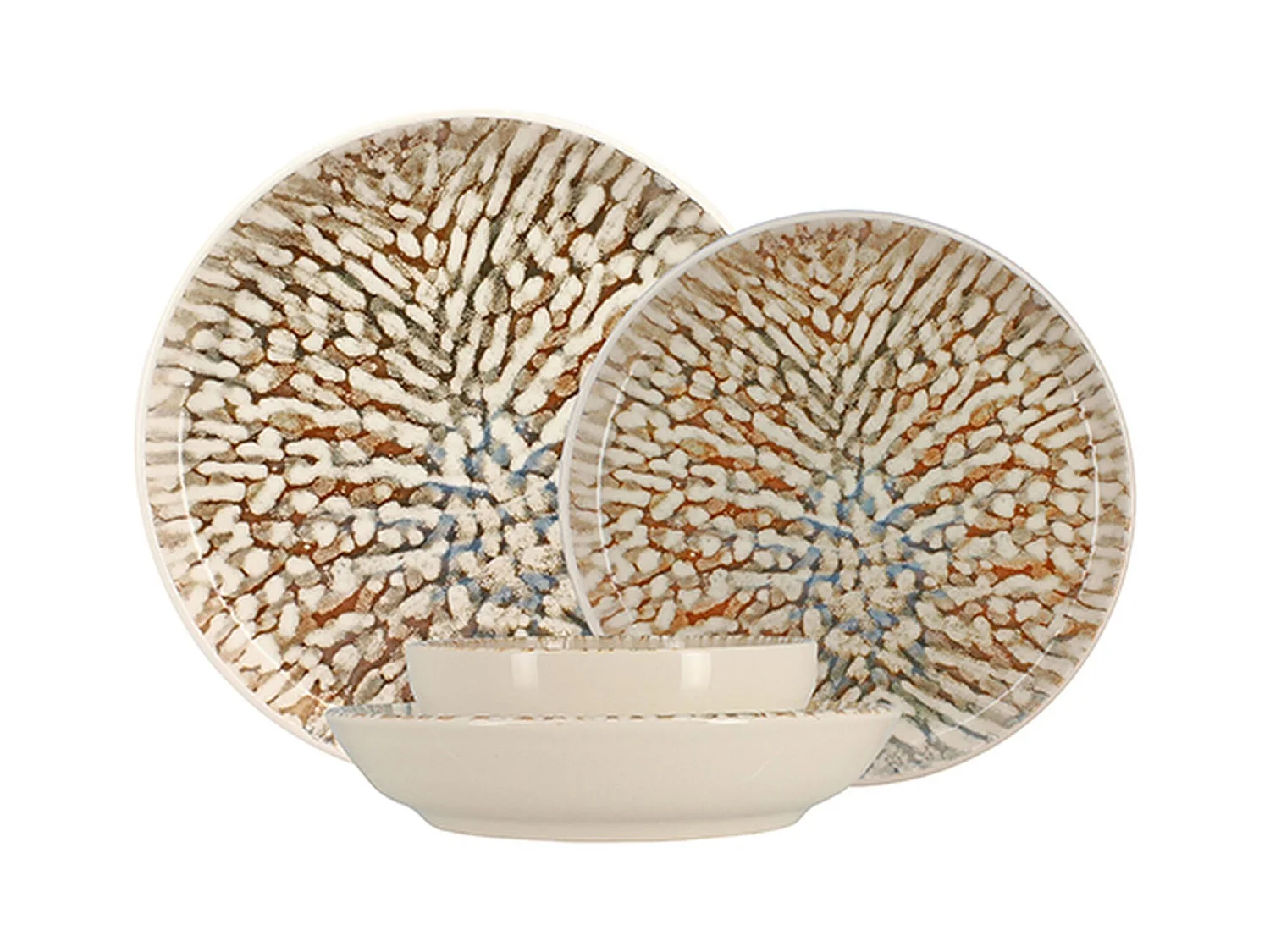 Novastyl - Lot 48 Assiettes Ambre En Gres Marron Et Beige