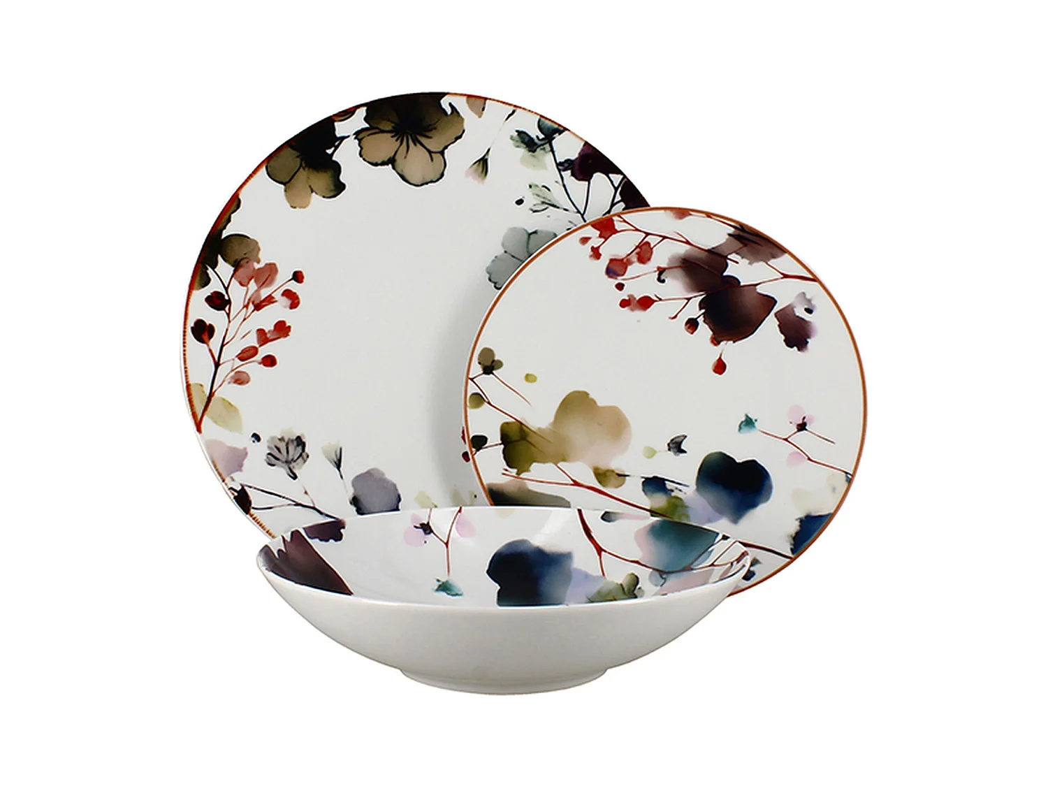 Novastyl - Lot 36 Assiettes Aquarelle En Porcelaine