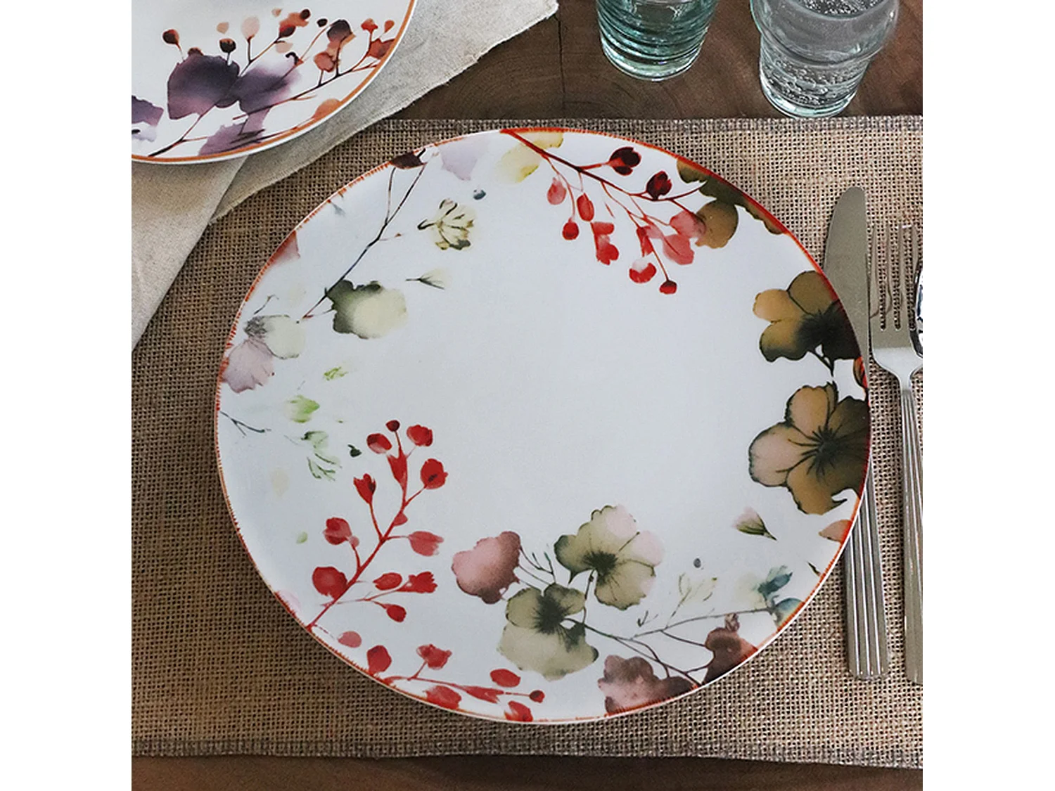 Novastyl - Lot 36 Assiettes Aquarelle En Porcelaine
