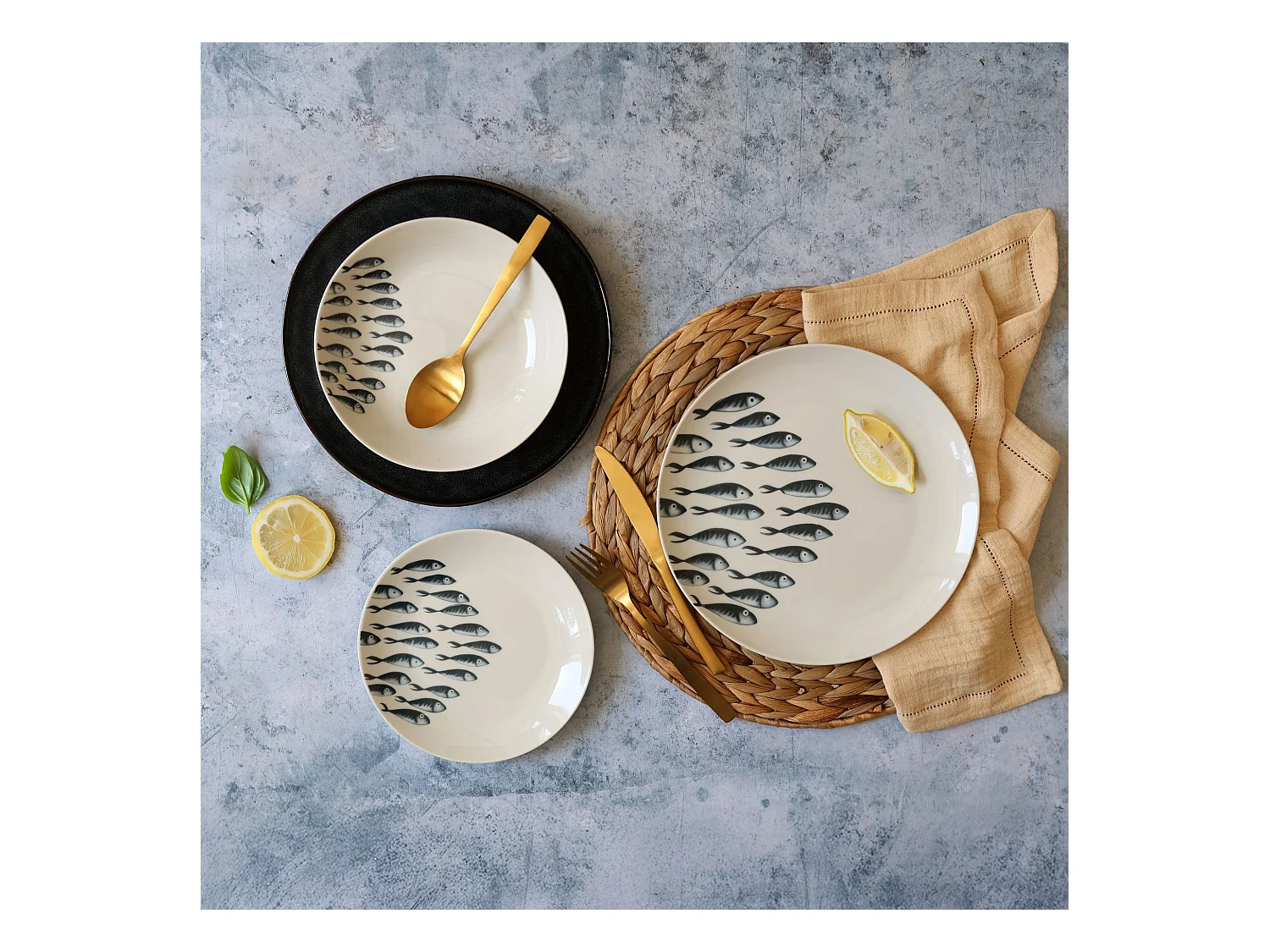 Novastyl - Lot 60 Assiettes Pescare En Porcelaine