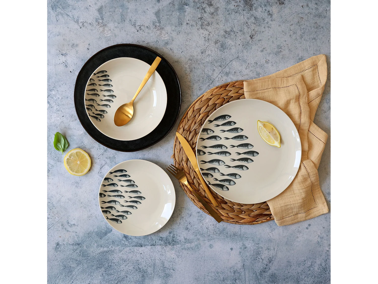 Novastyl - Lot 60 Assiettes Pescare En Porcelaine