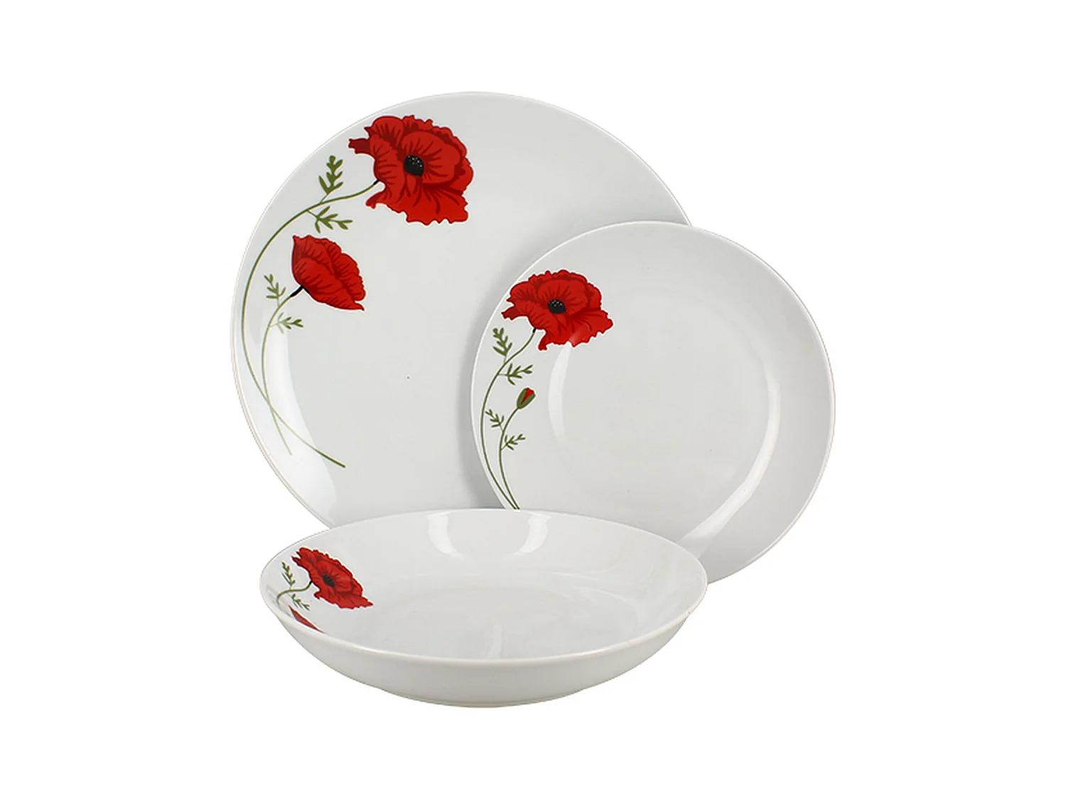 Novastyl - Lot 36 Assiettes Coquelicot En Porcelaine