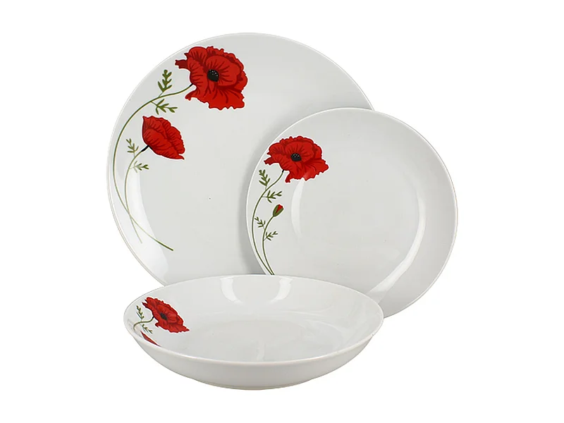Novastyl - Lot 36 Assiettes Coquelicot En Porcelaine