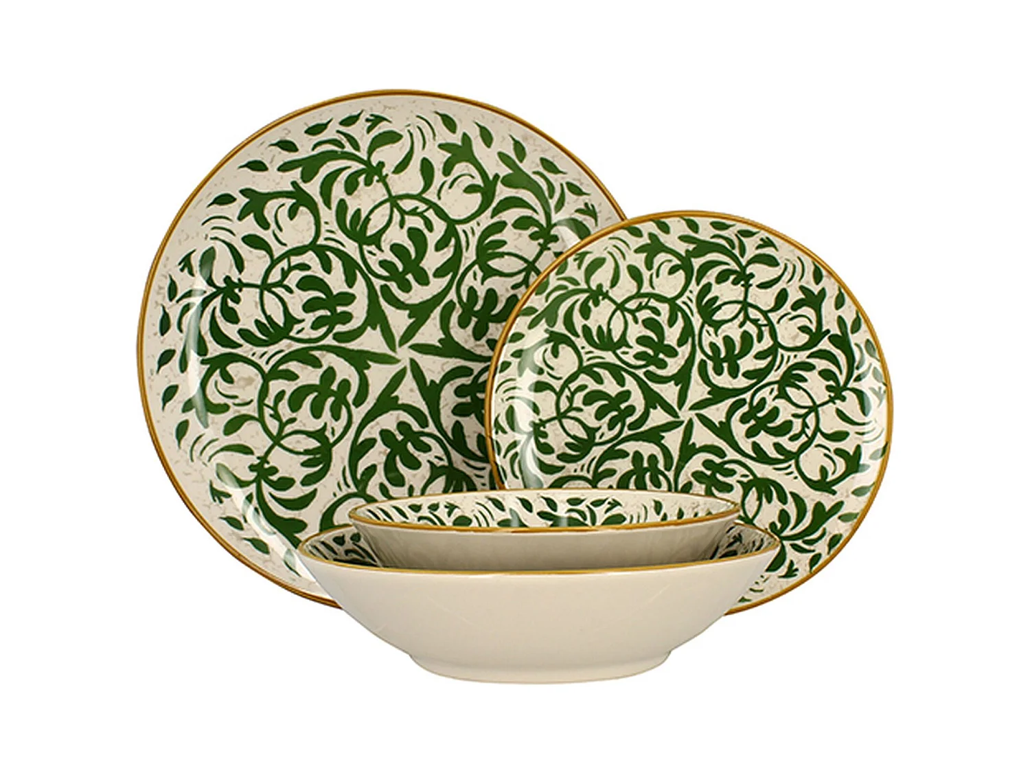 Novastyl - Lot 48 Assiettes Heracleee Vert En Gres Vert