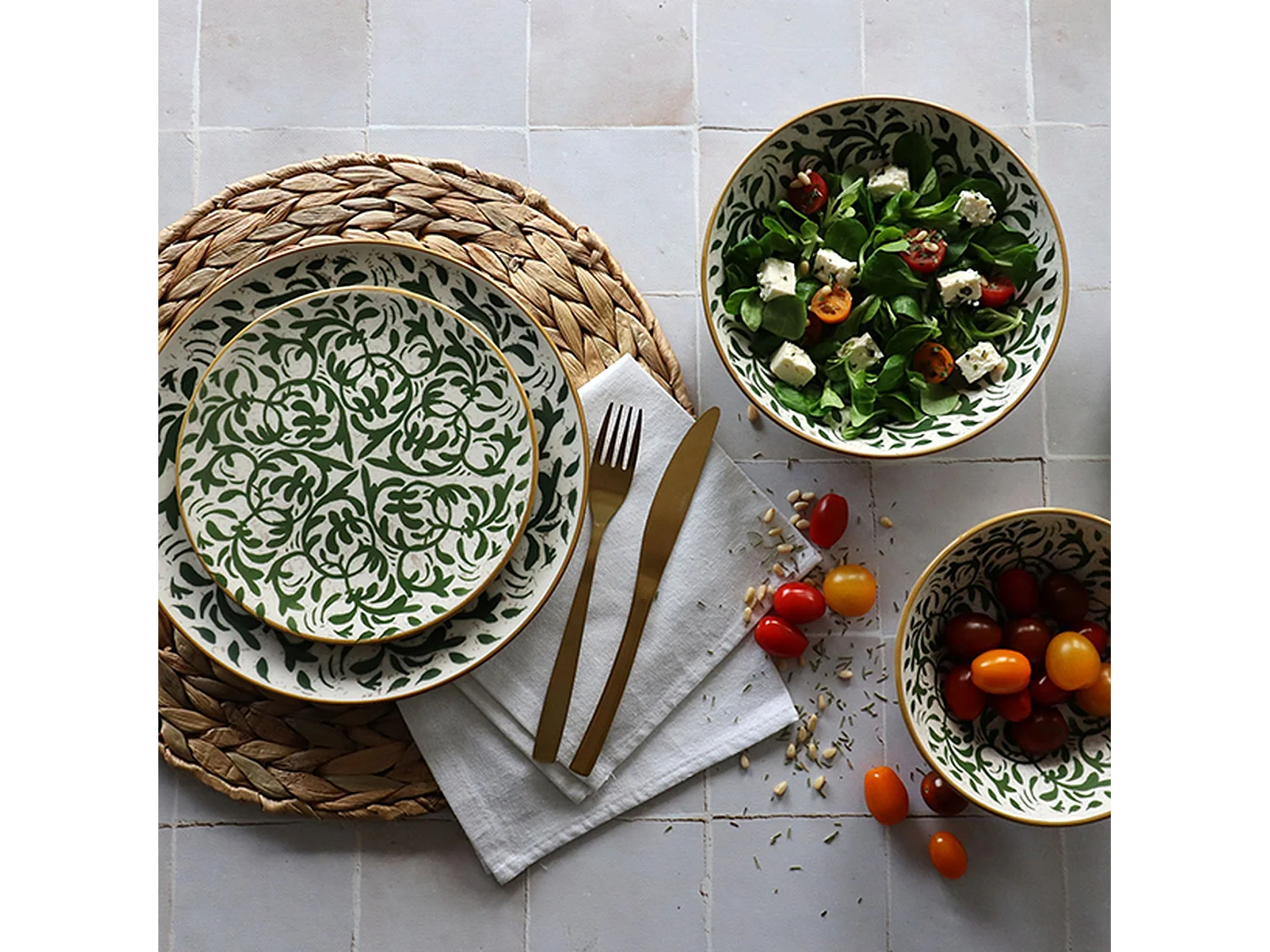 Novastyl - Lot 48 Assiettes Heracleee Vert En Gres Vert