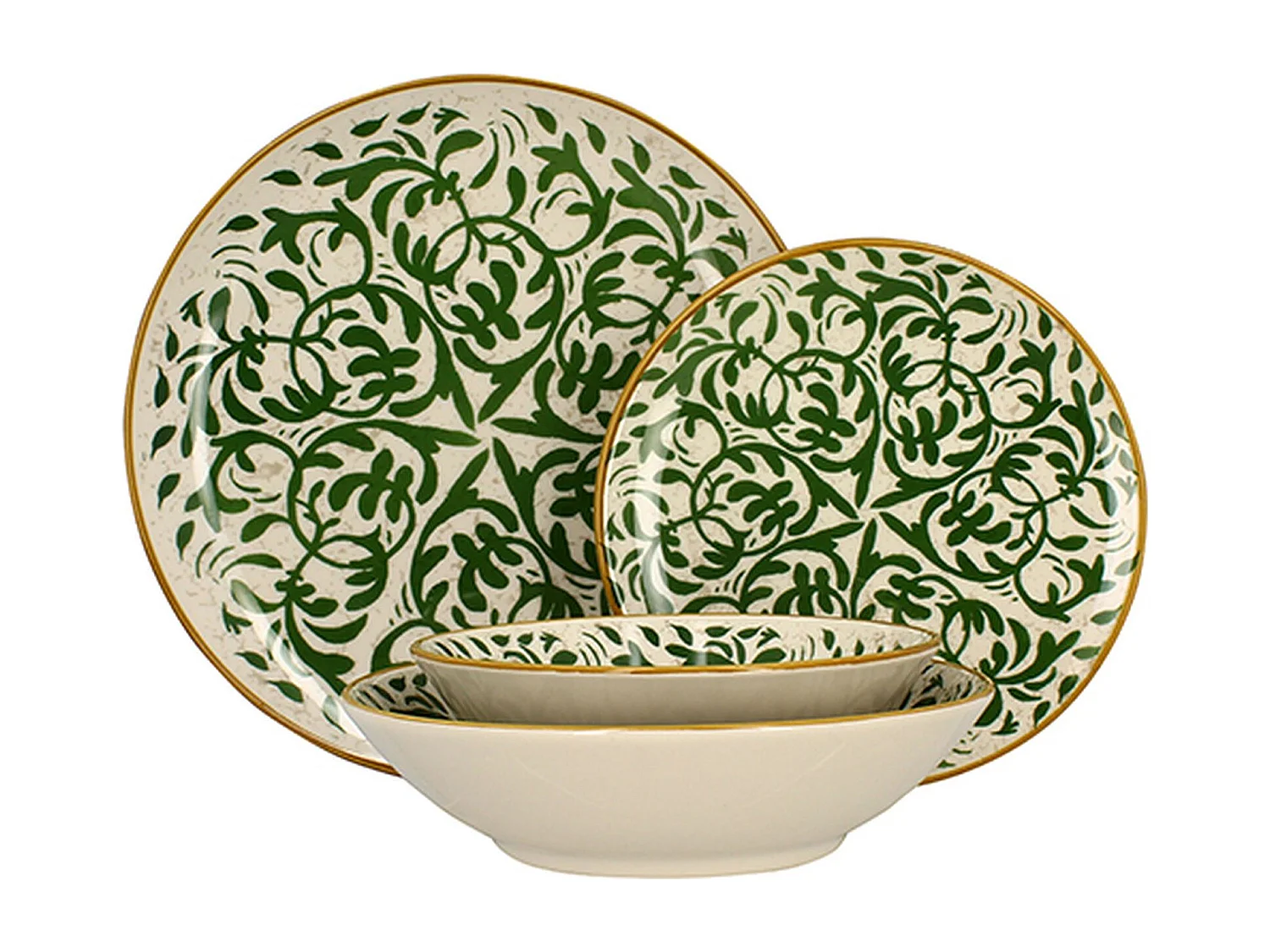 Novastyl - Lot 48 Assiettes Heracleée Vert En Grès Vert