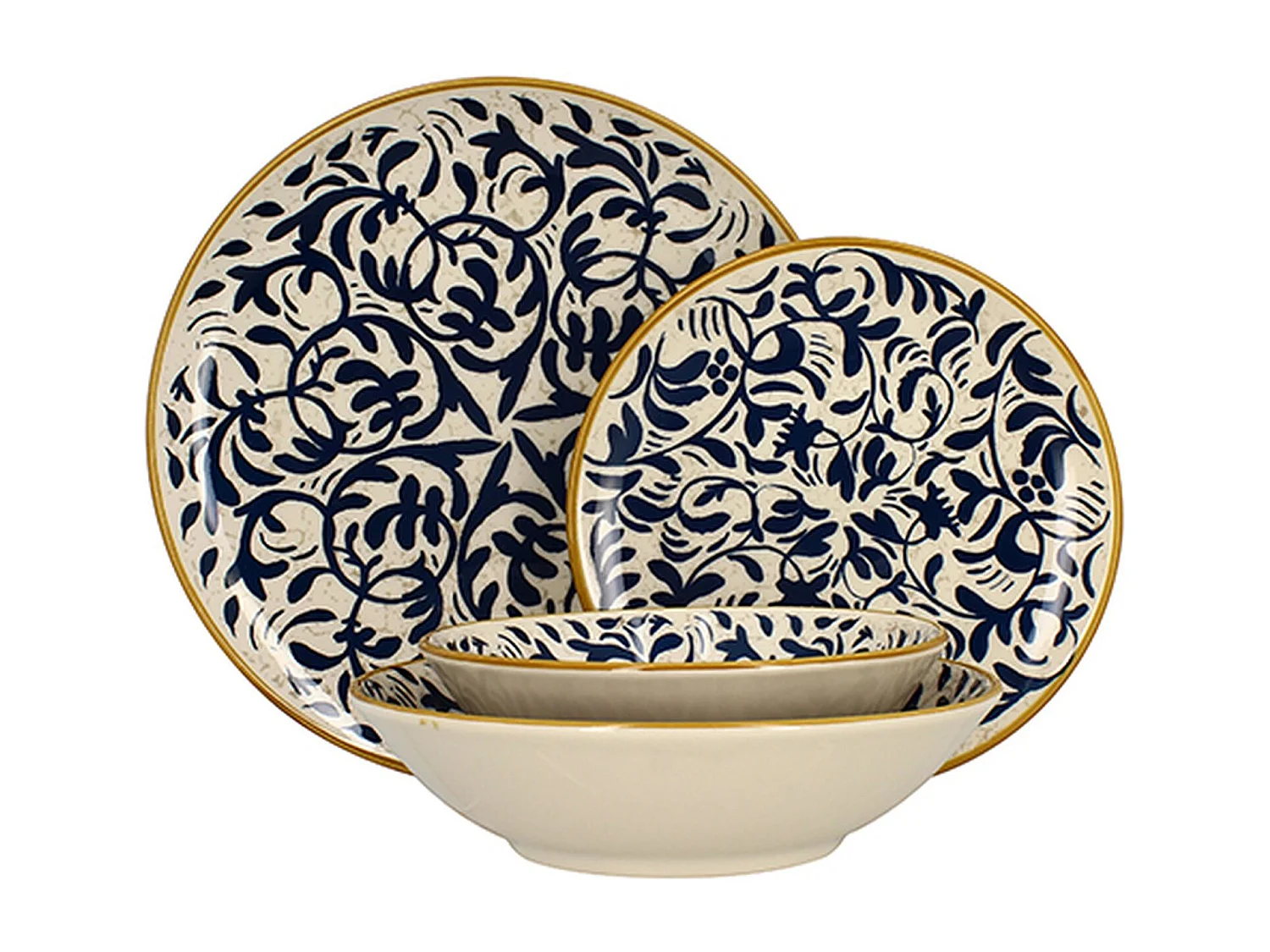 Novastyl - Lot 48 Assiettes Heracleee En Gres Bleu