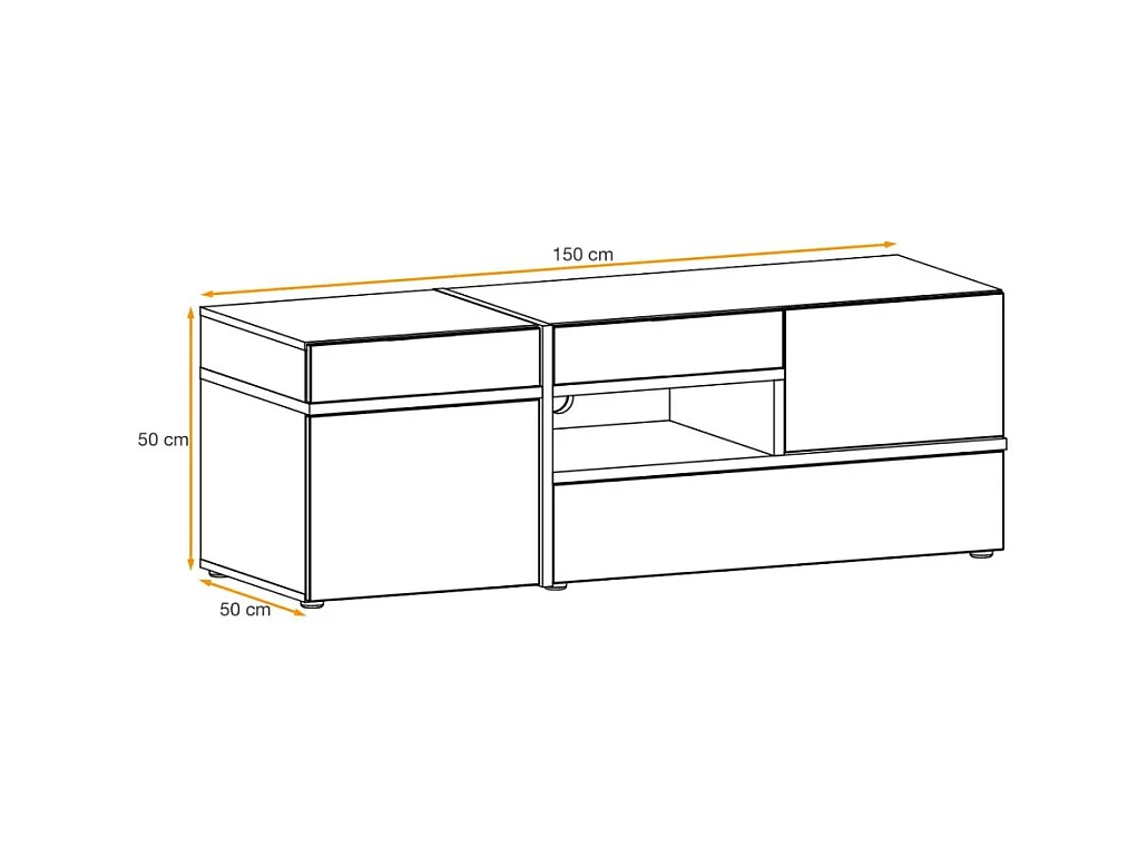 Meuble TV CRISS – 2 portes, 1 tiroir, LED – Chêne clair et noir