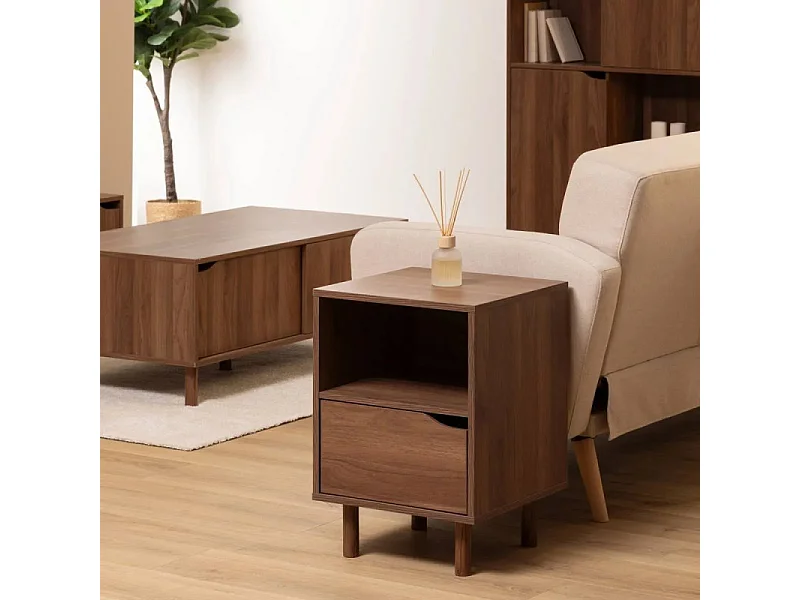 Table de Chevet 2 Cases "Slidy" 57cm Marron