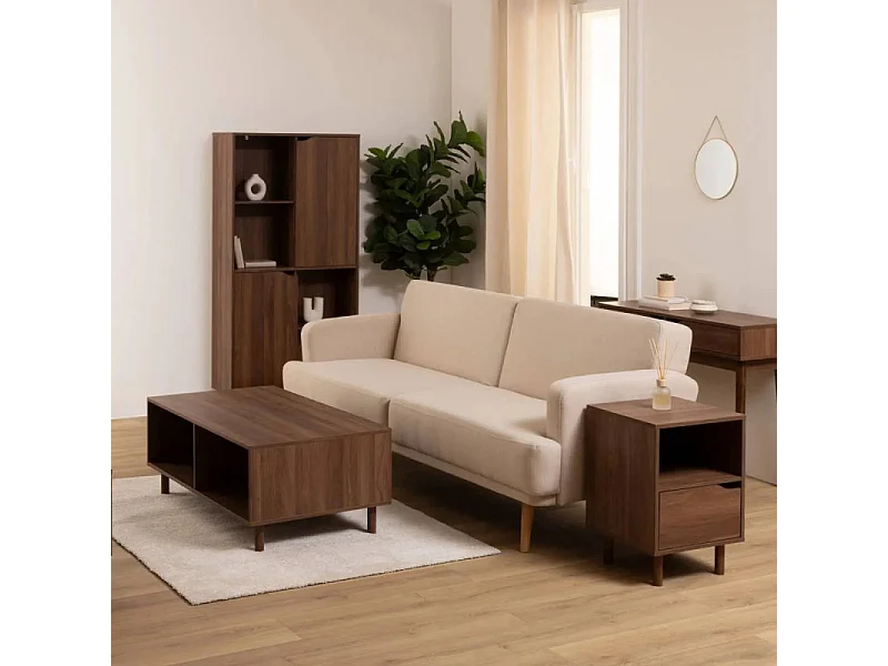 Table de Chevet 2 Cases "Slidy" 57cm Marron