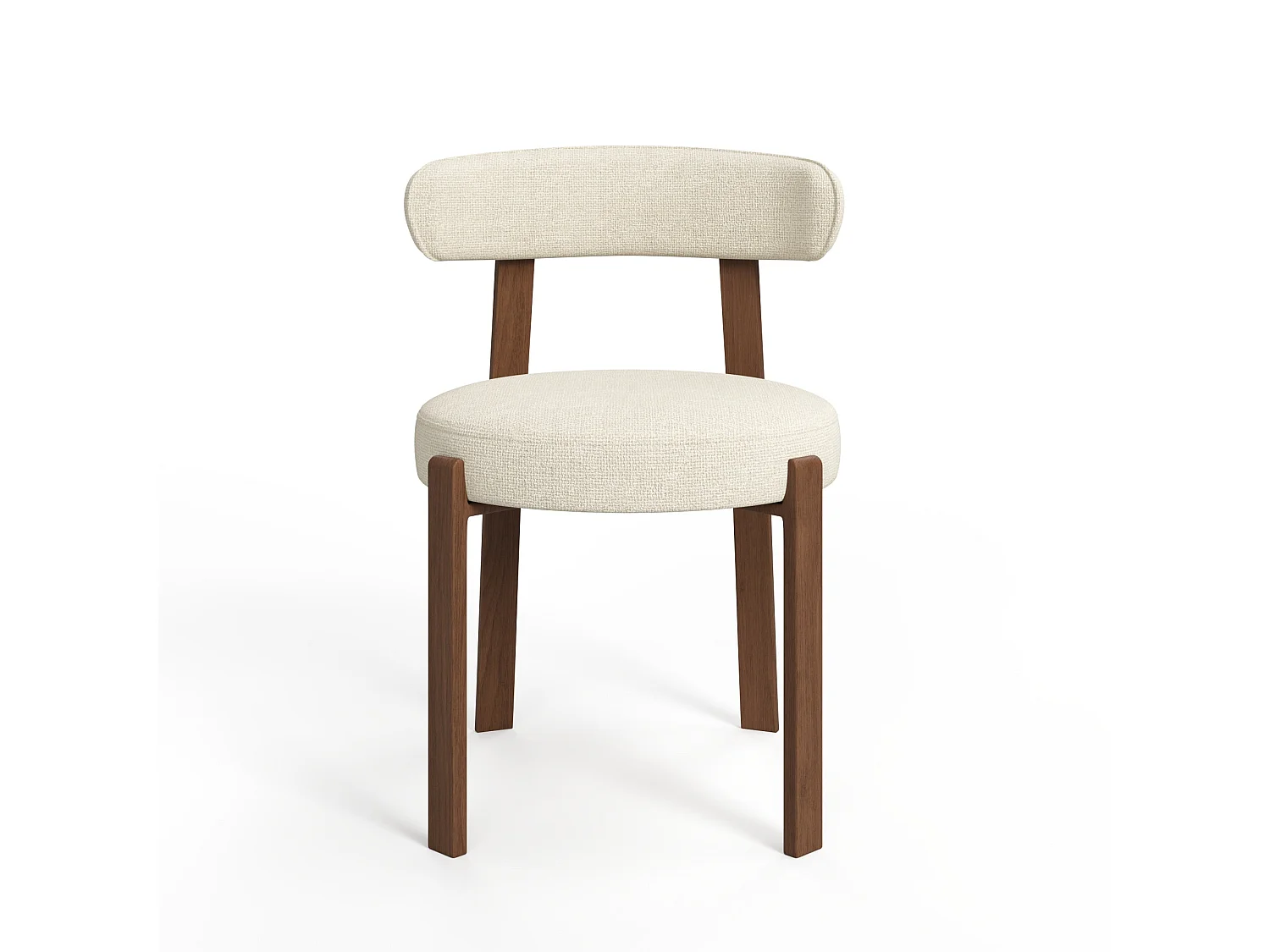 Lot de 2 chaises velours chenillé crème et pieds noyer JUNA