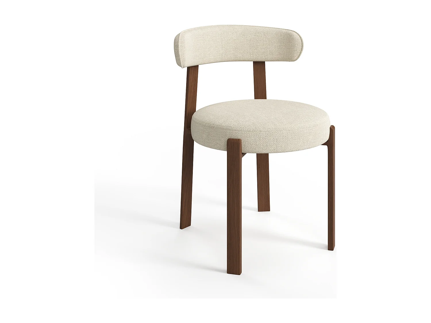 Lot de 2 chaises velours chenillé crème et pieds noyer JUNA