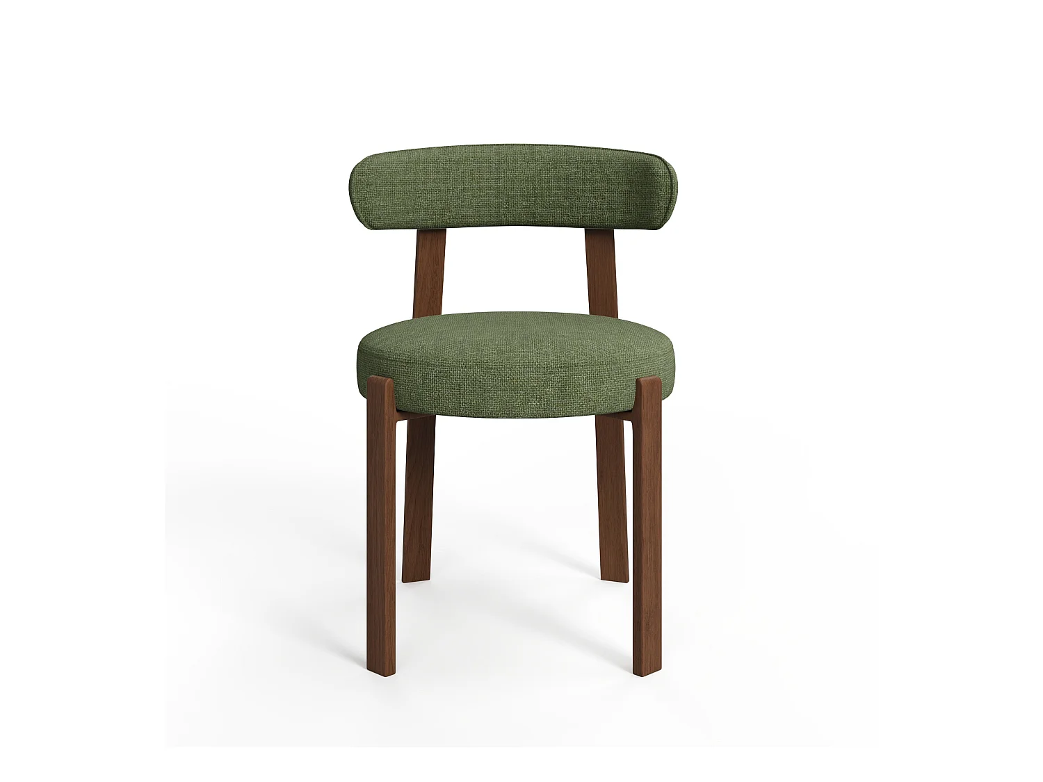 Lot de 2 chaises velours chenillé vert kaki et pieds noyer JUNA
