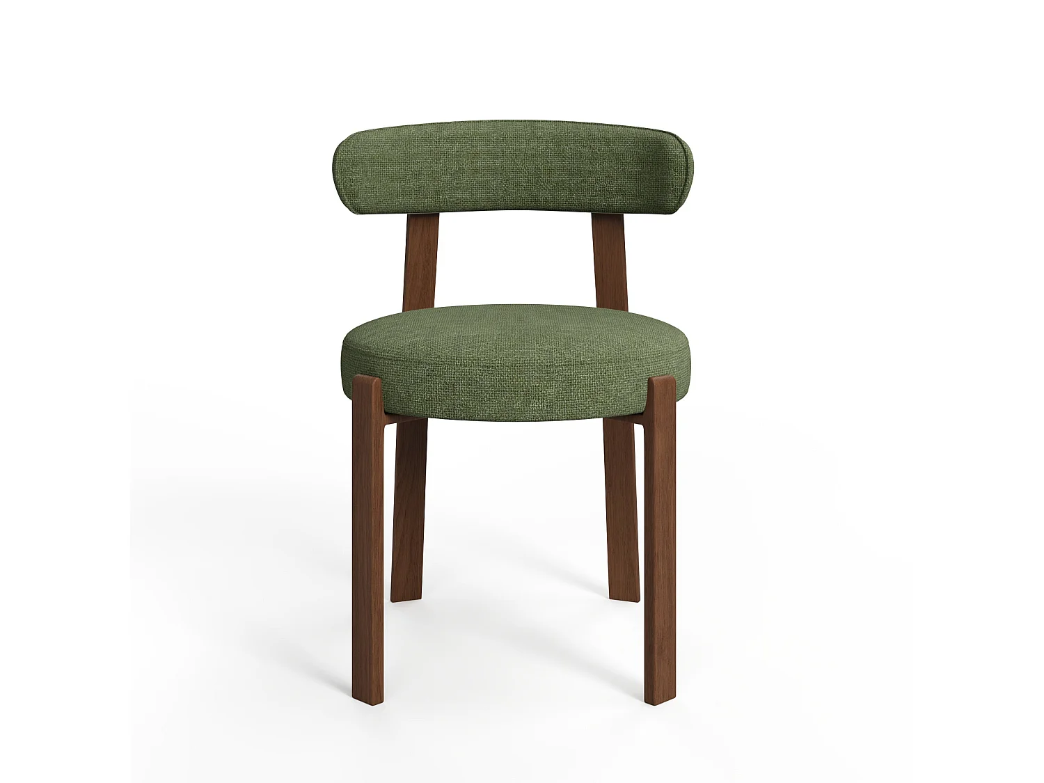 Lot de 2 chaises velours chenillé vert kaki et pieds noyer JUNA