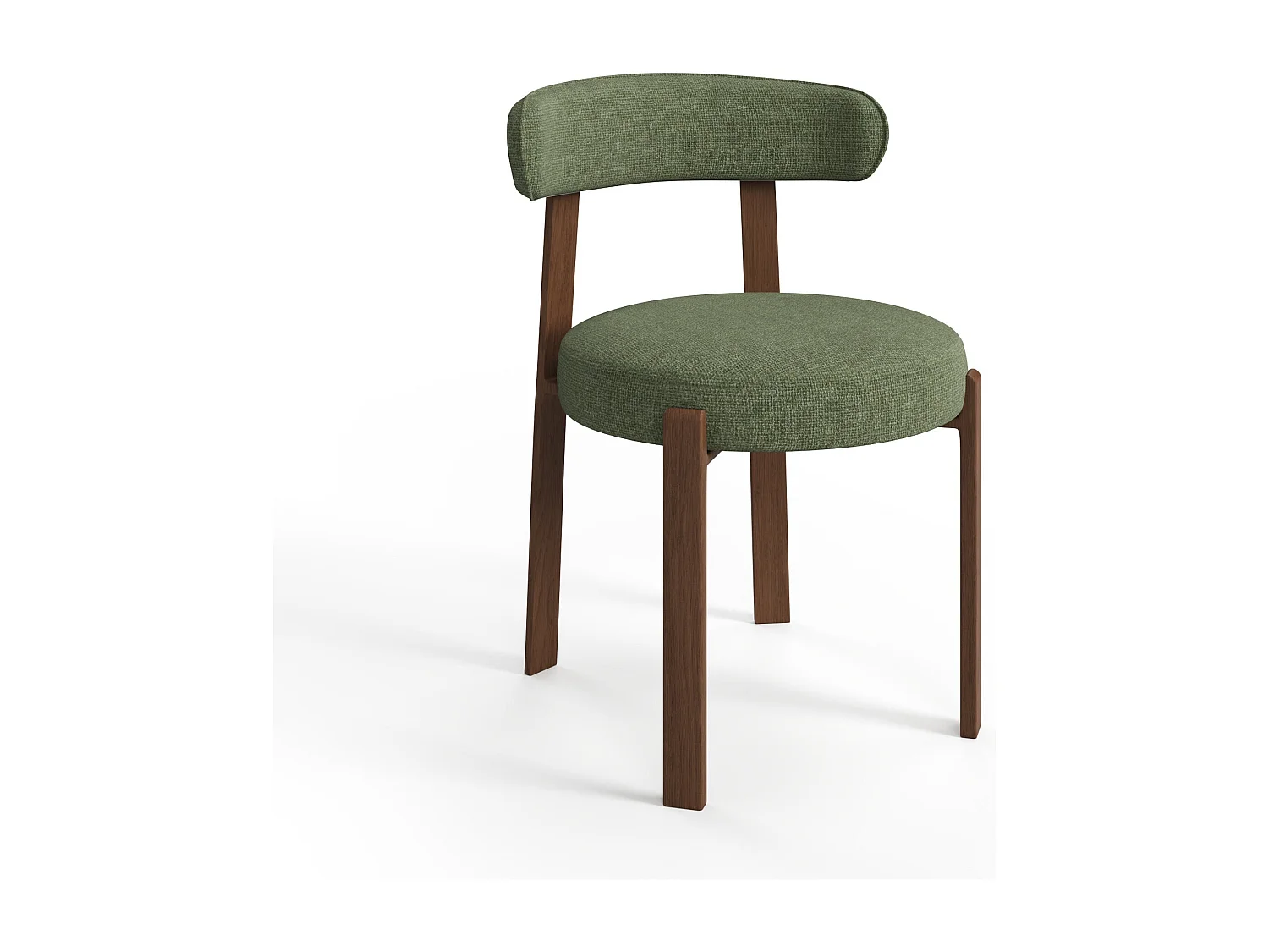 Lot de 2 chaises velours chenillé vert kaki et pieds noyer JUNA