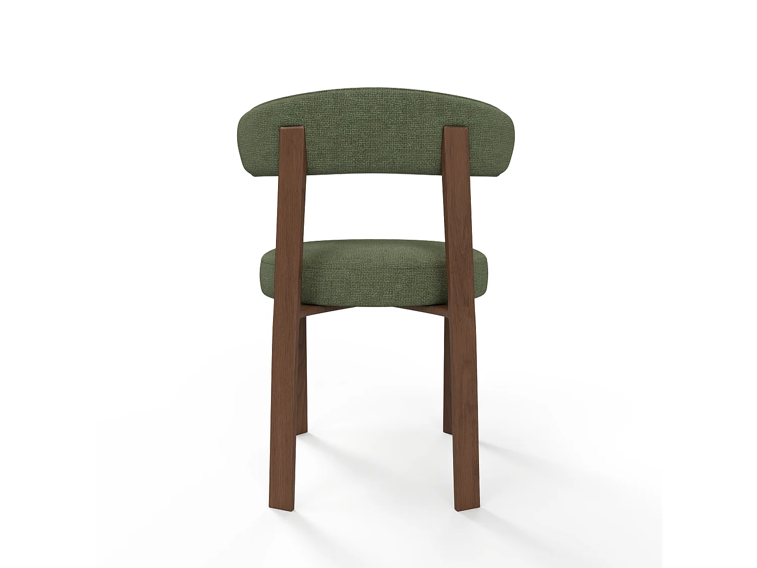 Lot de 2 chaises velours chenillé vert kaki et pieds noyer JUNA