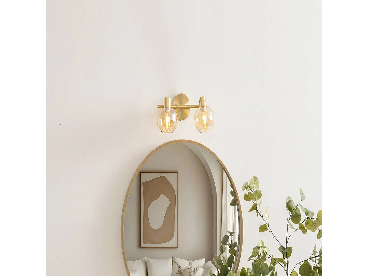 Applique Murale 2 Spots Orientables "Pilia" 28cm Doré