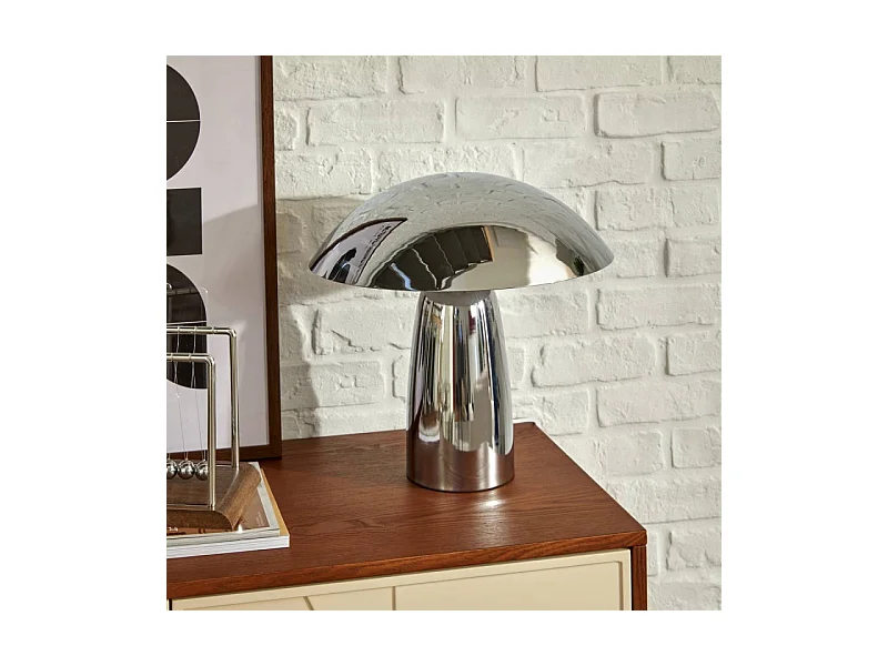 Lampe à Poser Champignon "Omia" 36cm Argent