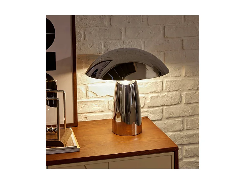 Lampe à Poser Champignon "Omia" 36cm Argent