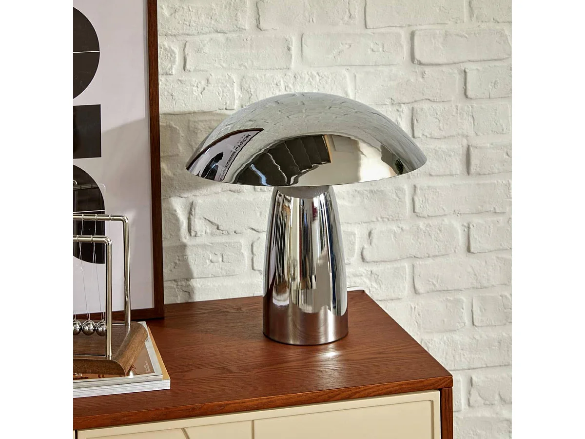 Lampe à Poser Champignon "Omia" 36cm Argent