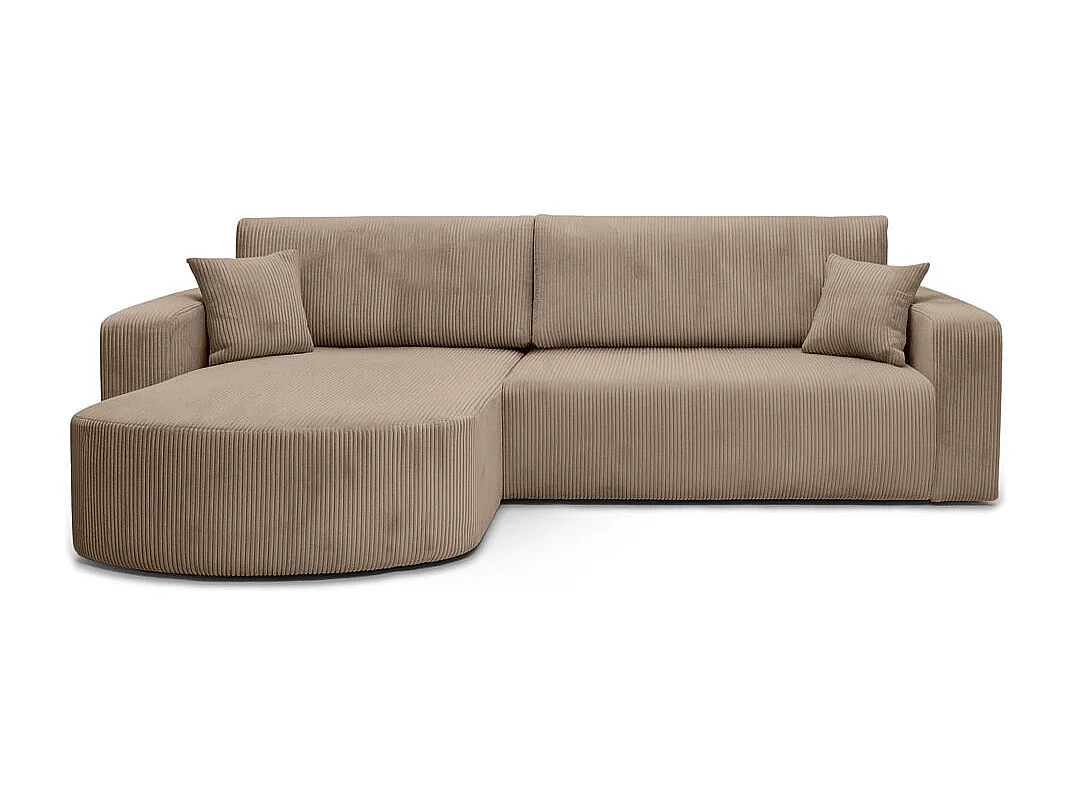 Canapé KIARA d'angle réversible convertible 4 places en velours côtelé - Taupe
